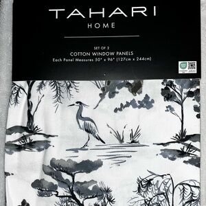 NWT TAHARI Home Chinoiserie Crane Treescape  Drapes 50" x 96" Set of 2 Panels